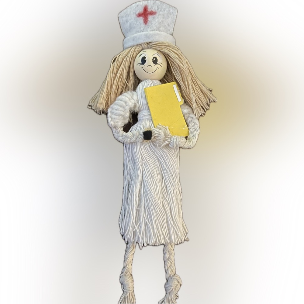 Charming Nurse Macrame doll ornament hand crafted